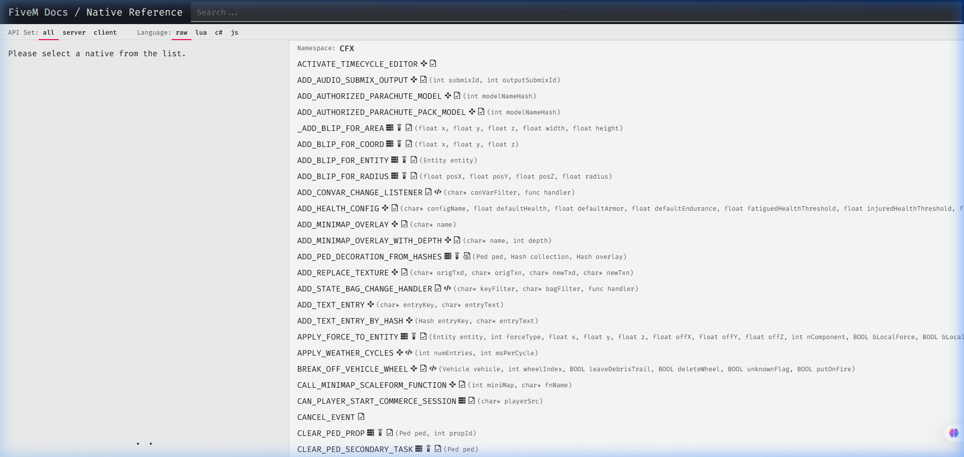 FiveM Native Reference